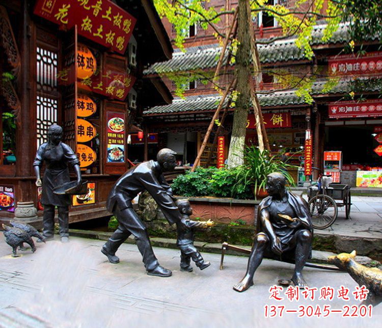 廊坊铜雕学走路儿童街道人物雕塑