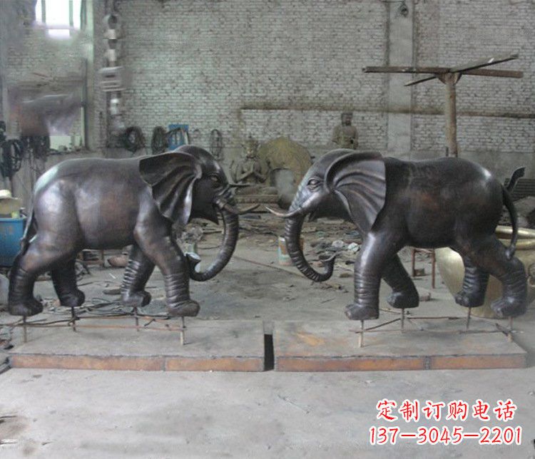 廊坊铜雕园林动物大象雕塑 (2)