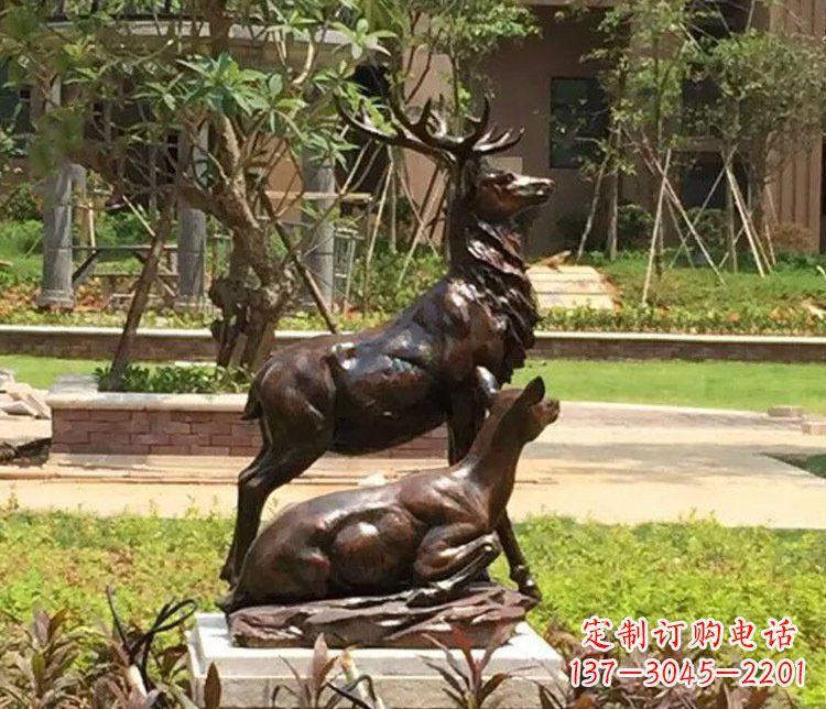 廊坊铜雕园林梅花鹿雕塑摆件