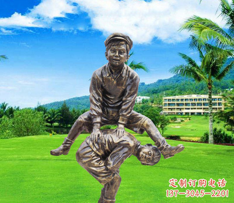 廊坊铜雕园林玩游戏儿童雕塑