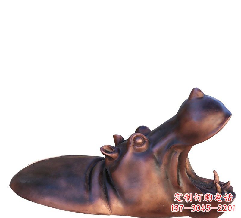 廊坊铜雕张嘴河马