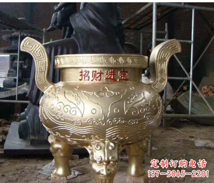 廊坊铜雕招财进宝圆形香炉