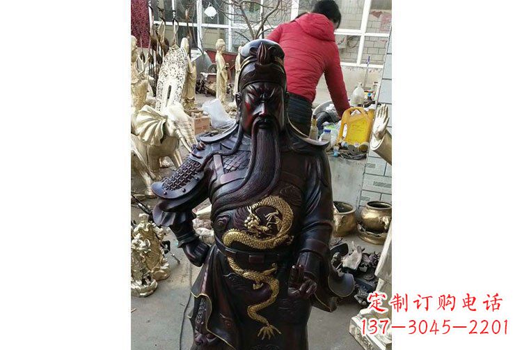 廊坊铜雕镇宅关公寺庙神像雕塑摆件 (4)