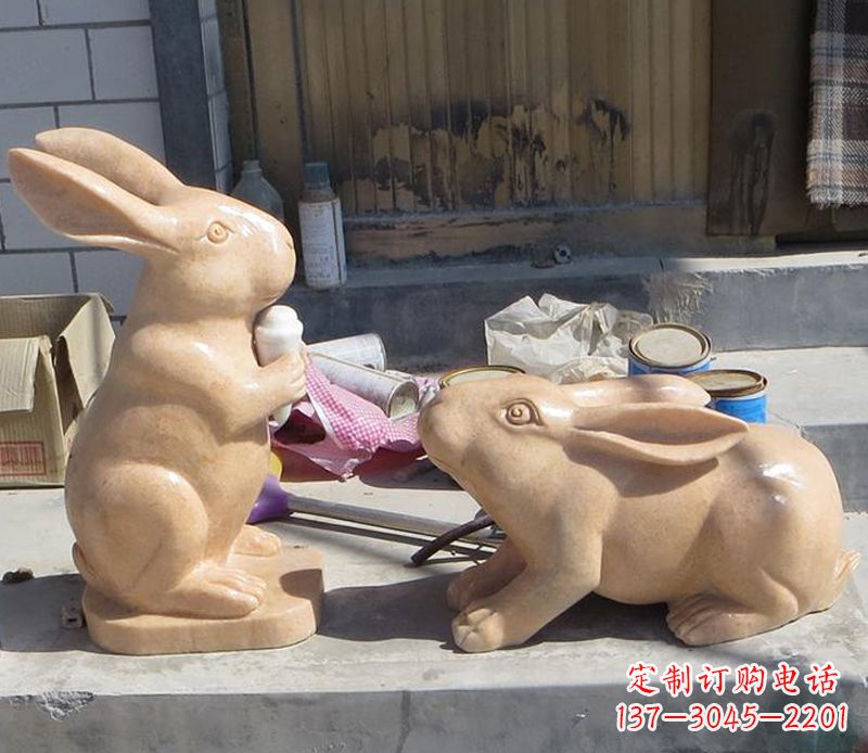 廊坊兔子石雕公园动物摆件