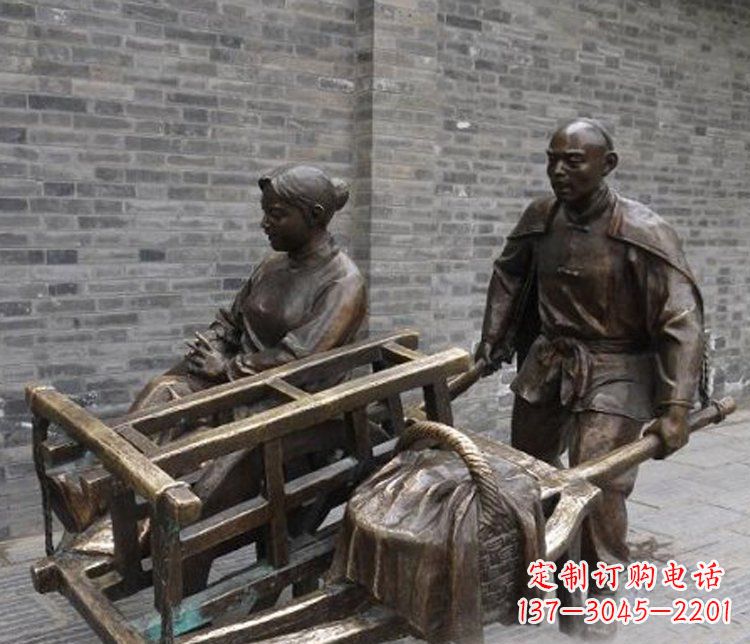 廊坊推独轮车的人物铜雕