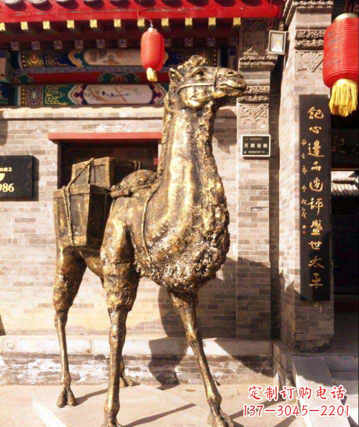 廊坊驮行李的骆驼动物铜雕