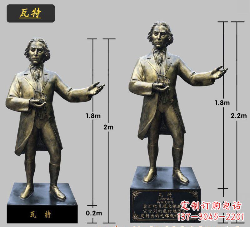 廊坊瓦特铜雕像