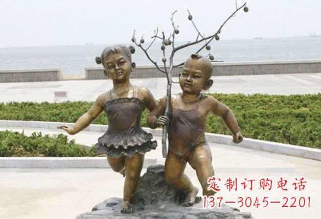 廊坊玩耍的儿童铜雕