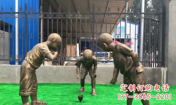 廊坊玩陀螺儿童铜雕