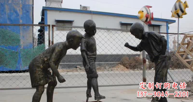 廊坊玩陀螺人物铜雕