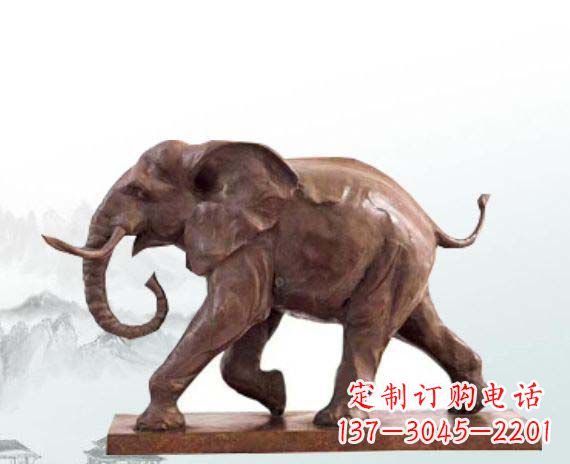 廊坊晚霞红大象公园动物石雕