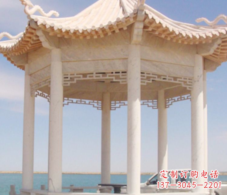 廊坊晚霞红单层凉亭石雕