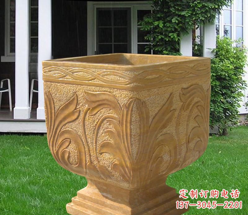 廊坊晚霞红雕刻景观花盆雕塑