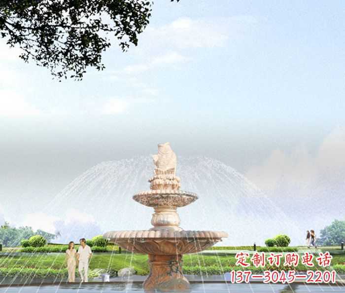 廊坊晚霞红多层大型石雕喷泉 (4)