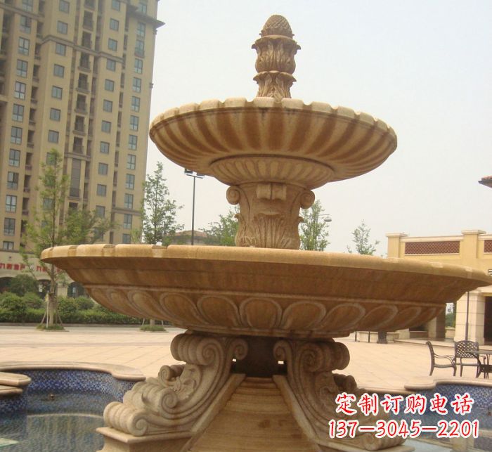 廊坊晚霞红多层大型石雕喷泉 (5)
