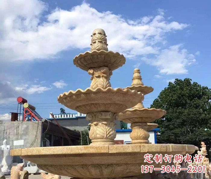 廊坊晚霞红多层喷泉石雕