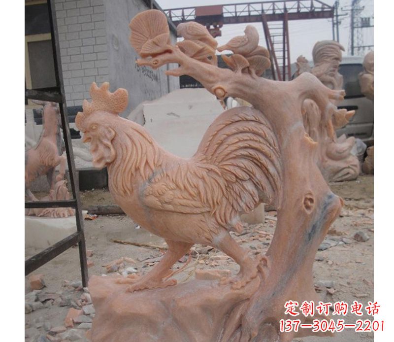 廊坊晚霞红公鸡雕塑