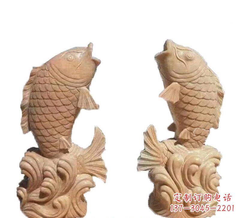 廊坊晚霞红公园喷水鲤鱼石雕