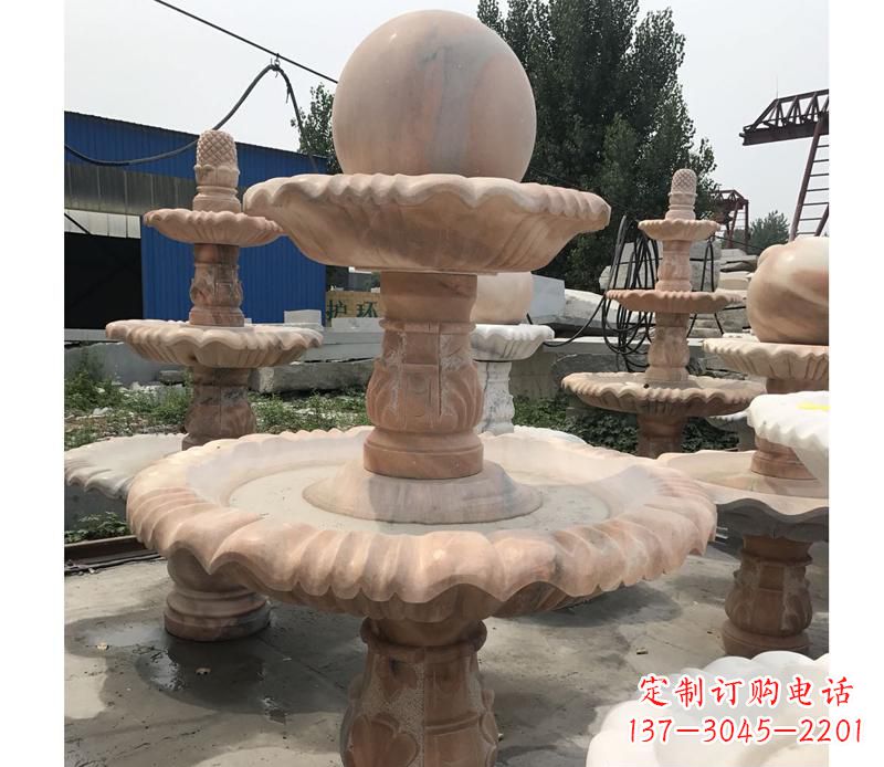 廊坊晚霞红景观风水球雕塑