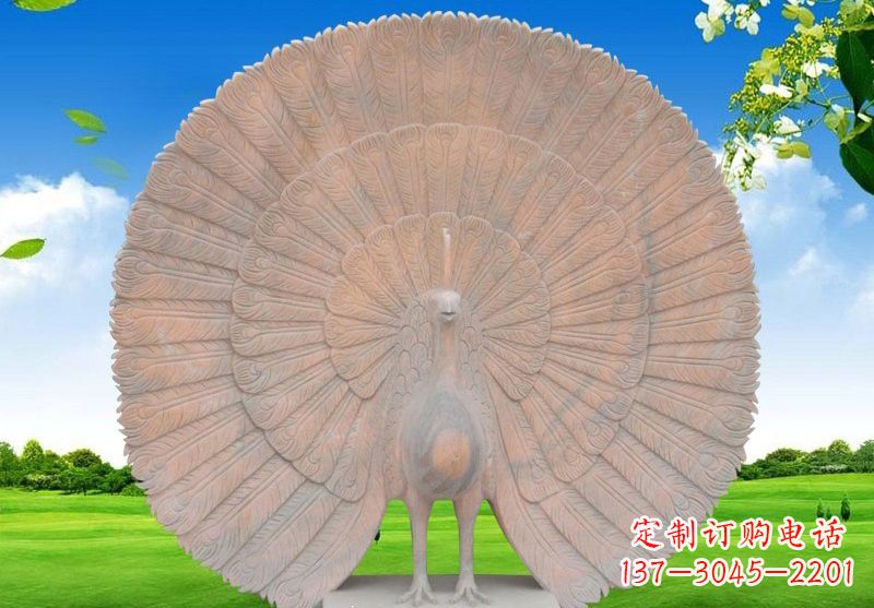 廊坊晚霞红开屏孔雀雕塑