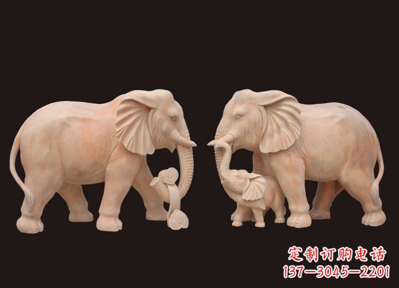 廊坊晚霞红母子大象雕塑