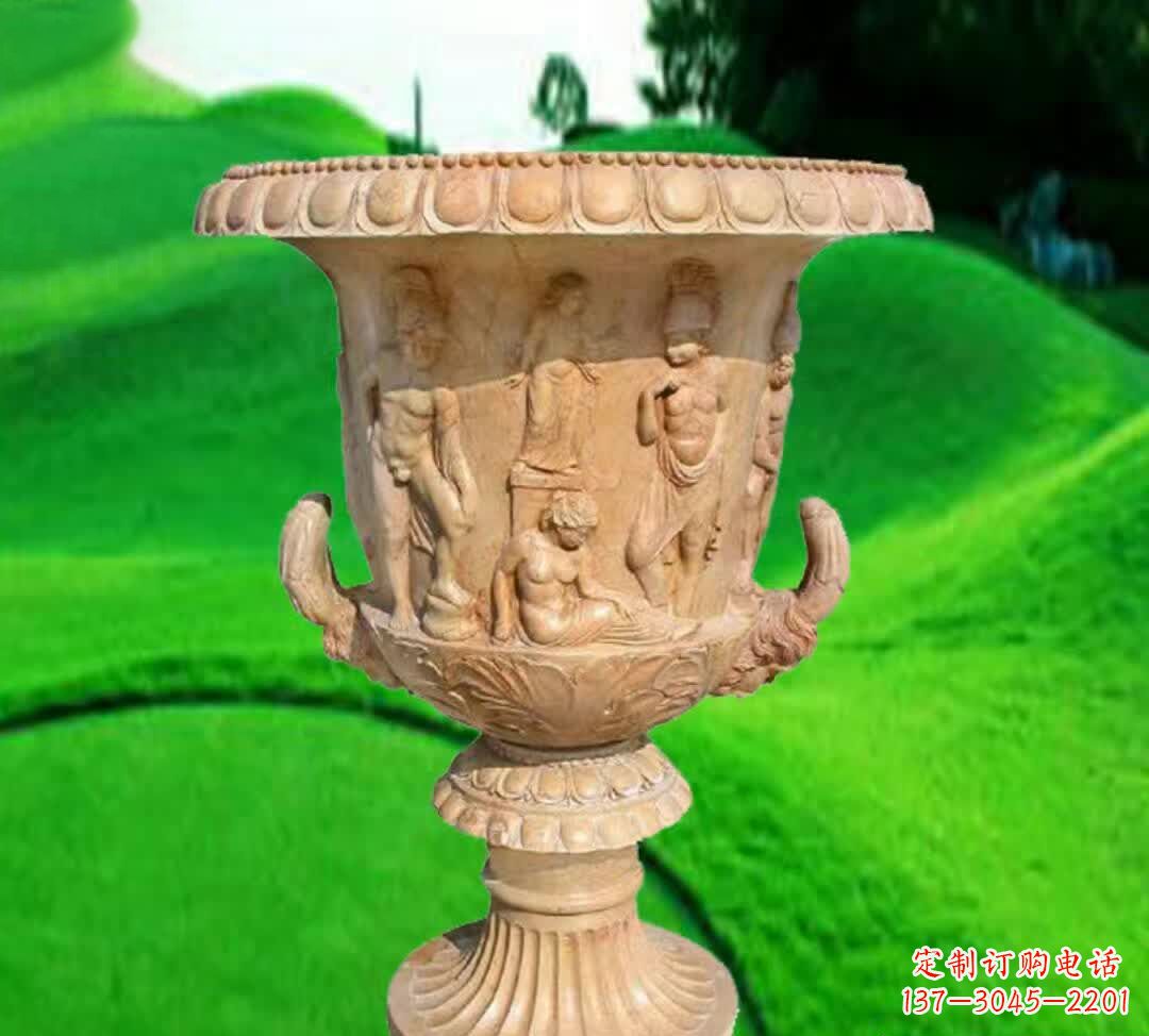 廊坊晚霞红欧式花盆石雕