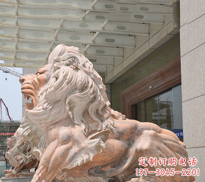 廊坊晚霞红欧式狮子石雕 (3)