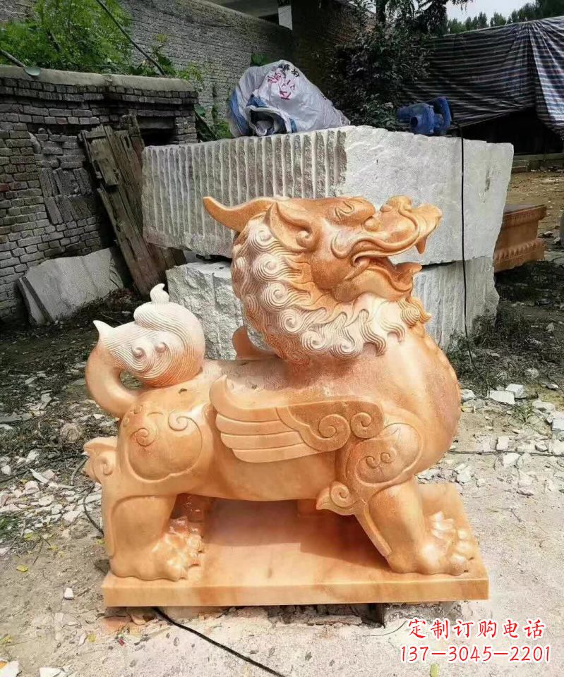 廊坊晚霞红貔貅雕塑1