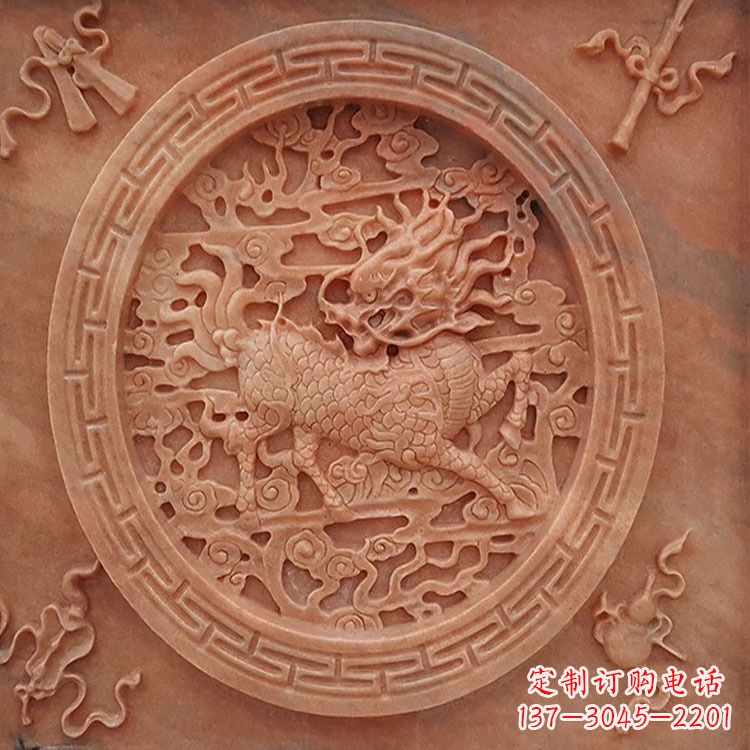 廊坊晚霞红麒麟建筑装饰壁画