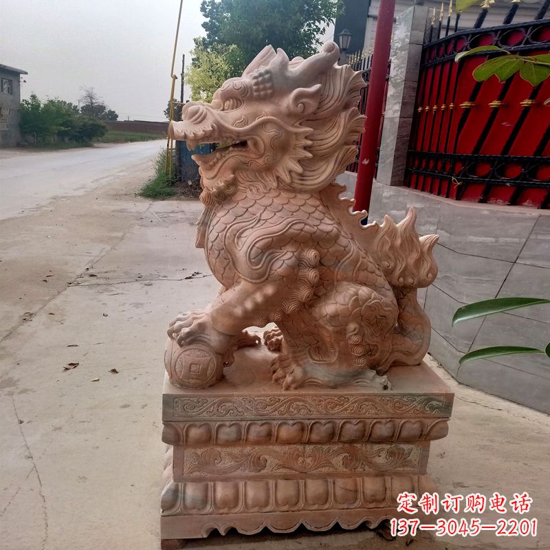 廊坊晚霞红麒麟石雕