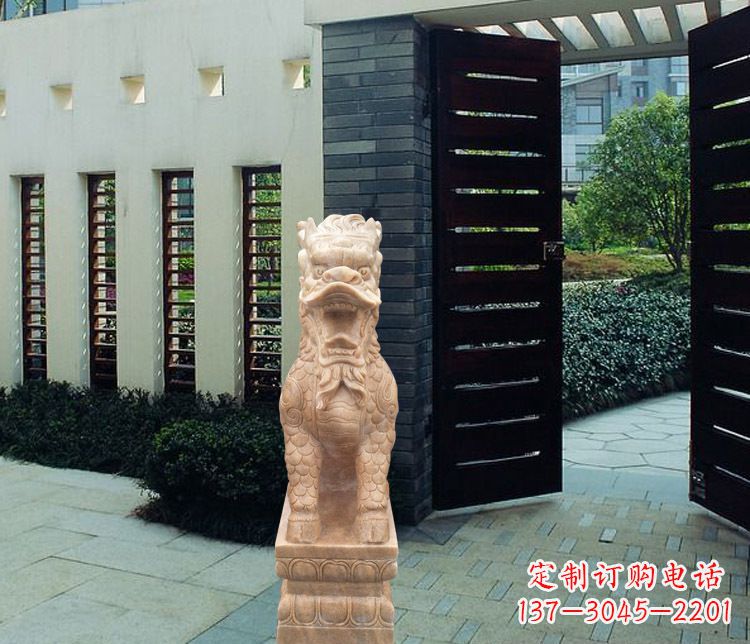 廊坊晚霞红瑞兽麒麟雕塑