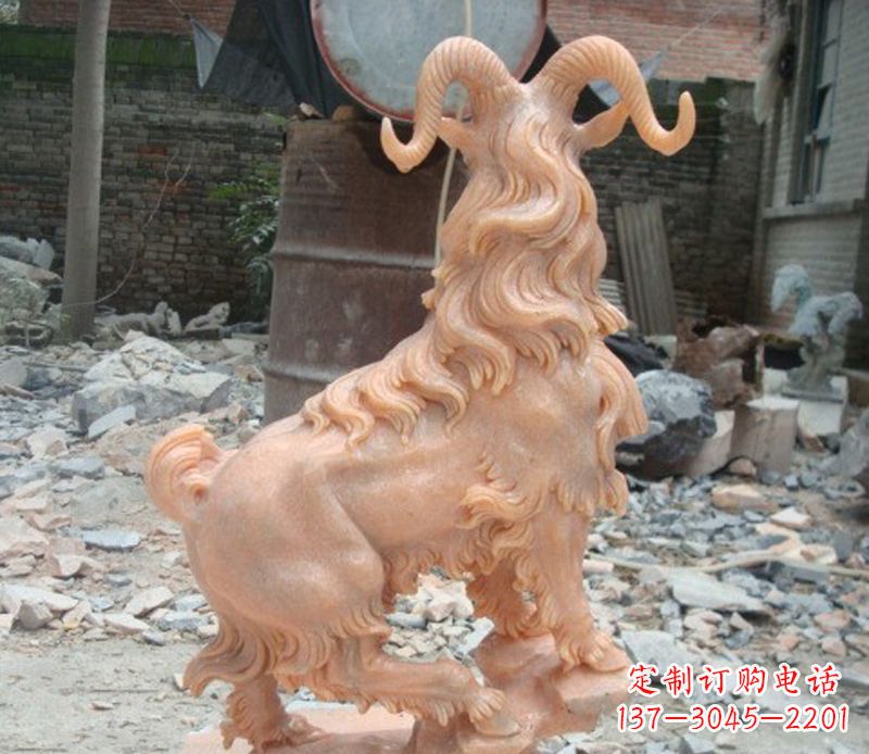 廊坊晚霞红山羊石雕