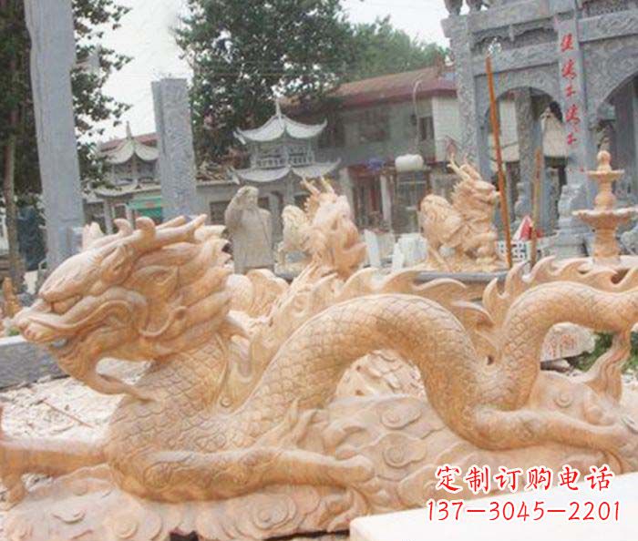 廊坊晚霞红生肖龙石雕