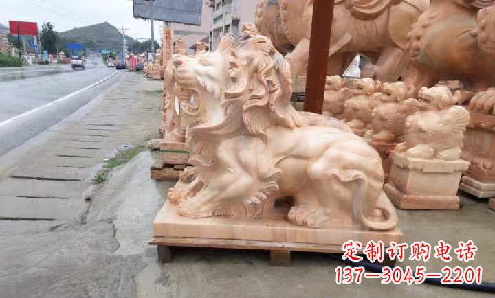 廊坊晚霞红狮子雕塑