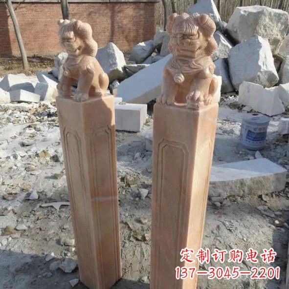廊坊晚霞红狮子拴马桩