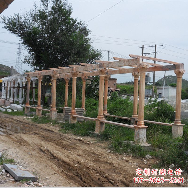 廊坊晚霞红石雕花架长廊