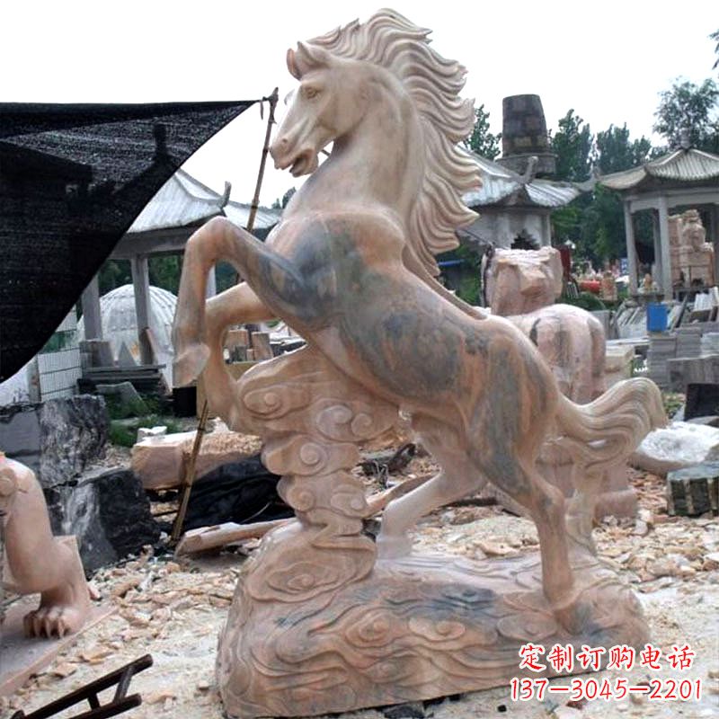 廊坊晚霞红石雕马生肖动物雕塑