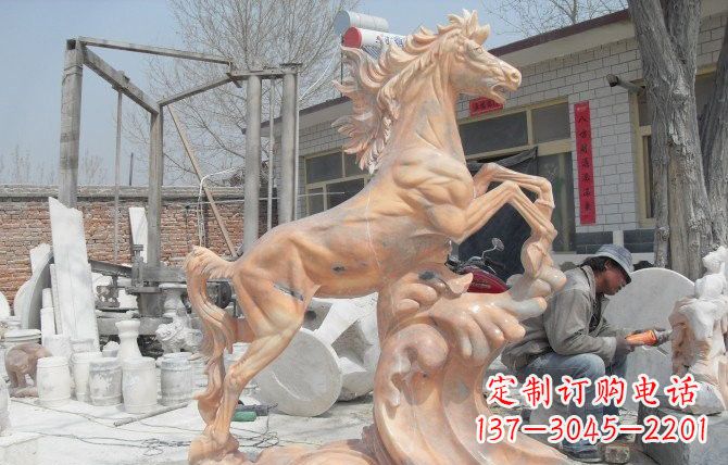 廊坊晚霞红踏浪奔马石雕222