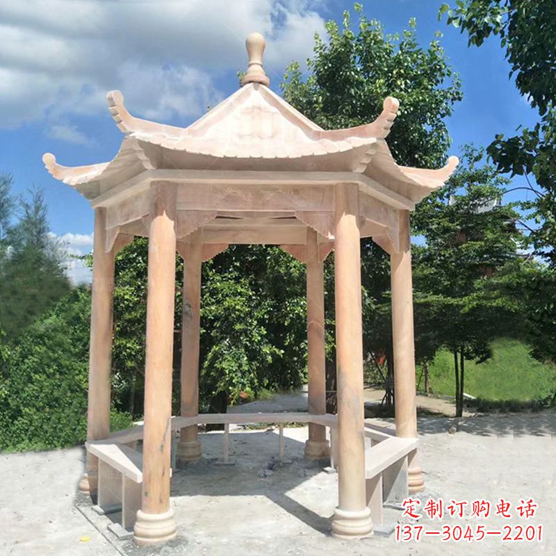 廊坊晚霞红庭院石凉亭
