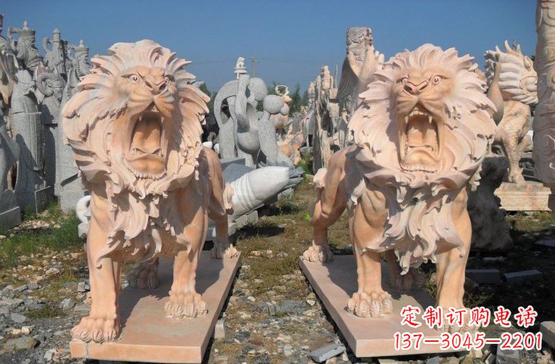 廊坊晚霞红西洋狮子雕塑