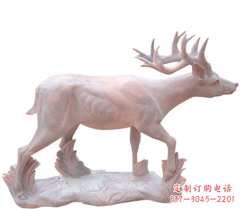 廊坊晚霞红小鹿石雕