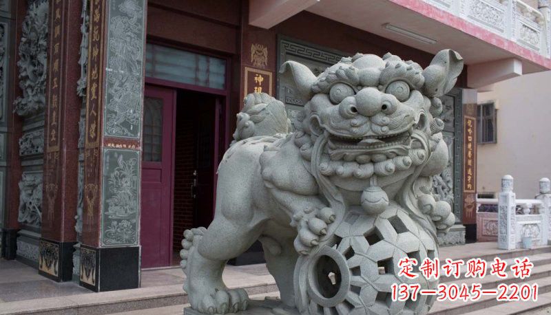 廊坊网球狮石雕南方狮子雕塑