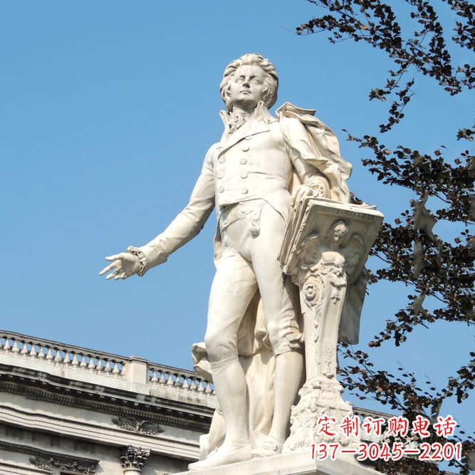 廊坊维也纳古典乐派代表人物之莫扎特汉白玉石雕像