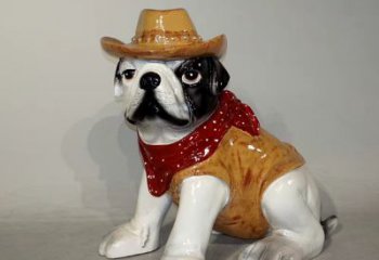 廊坊任性可爱的牛仔造型斗牛犬雕塑