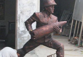 廊坊铜雕炮弹战士，象征勇气和决心
