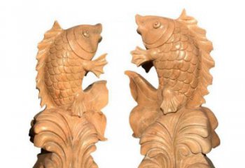 廊坊中领雕塑：精美的鲤鱼喷水晚霞红石雕