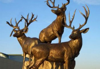 廊坊三鹿登高鹿景观铜雕，让你秀智慧雕刻艺术