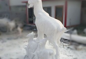 廊坊三羊开泰石雕动物摆件，让你的家中充满招财运