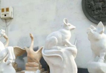 廊坊独具个性的汉白玉老鼠石雕