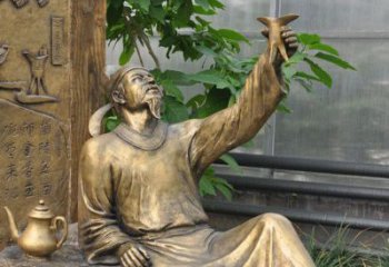 廊坊象征文学大师李白的铜雕像